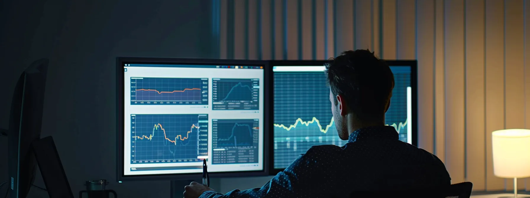 a person analyzing data on a computer screen with graphs and charts related to facebook campaign performance.